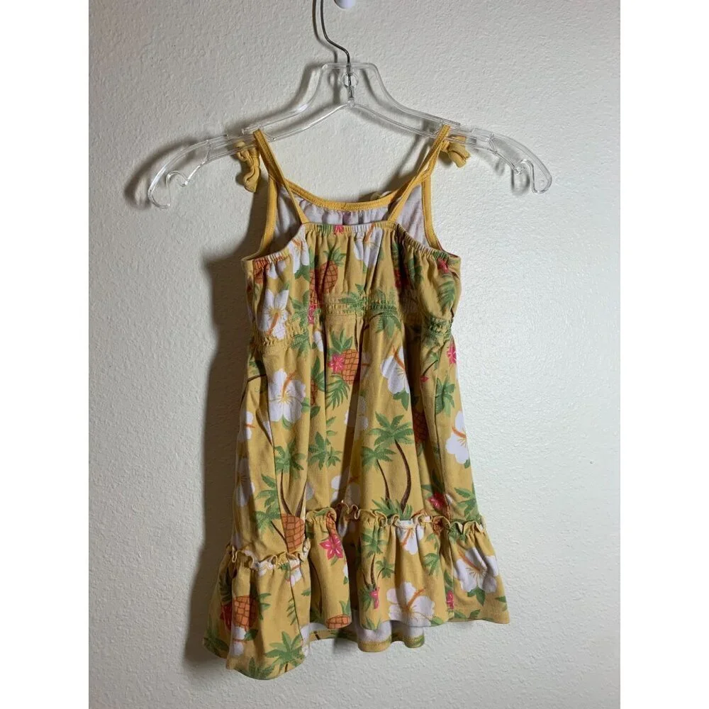 Gymboree Tropical print Cotton Summer Dress Girls Size 4 Yellow AD6